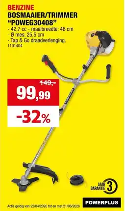 Hubo Powerplus Benzine Bosmaaier/Trimmer "POWEG30408" aanbieding