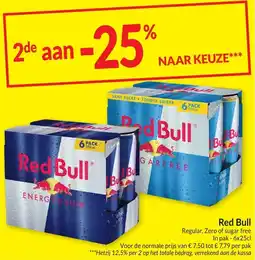 Intermarché Red Bull Regular, Zero of sugar free aanbieding