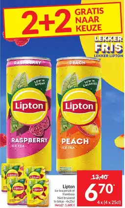 Intermarché Lipton Ice tea perzik of framboos aanbieding