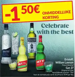 Intermarché Eristoff, William Lawson Finest blend of Get 27 Original of Lime aanbieding