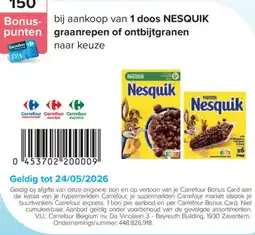 Carrefour Nesquik graanrepen of ontbijtgranen aanbieding