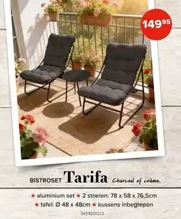 Euroshop Bistroset Tarifa Charcoal of crème. aanbieding