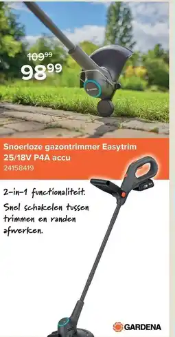 Euroshop Gardena Snoerloze gazontrimmer Easytrim 25/18V P4A accu aanbieding