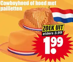 Dirk NL Cowboyhoed of hoed met pailletten aanbieding