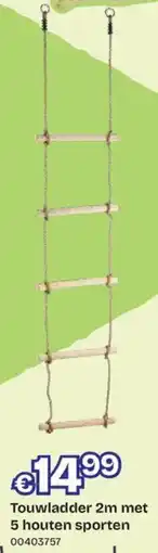 ToyChamp Touwladder 2m met 5 houten sporten aanbieding