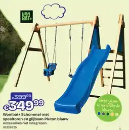 ToyChamp Wombat+ Schommel met speeltoren en glijbaan Pluton blauw aanbieding
