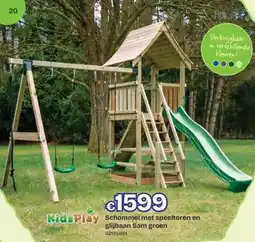 ToyChamp KidsPlay Schommel met speeltoren en glijbaan Sam groen aanbieding