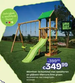 ToyChamp Wombat+ Schommel met speeltoren en glijbaan Mercure lime groen aanbieding