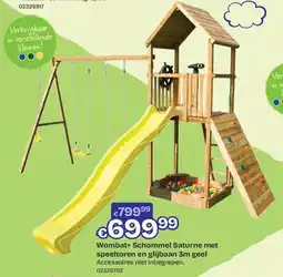 ToyChamp Wombat+ Schommel Saturne met speeltoren en glijbaan 3m geel aanbieding