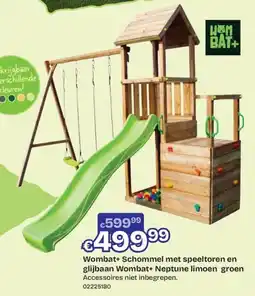 ToyChamp Wombat+ Schommel met speeltoren en glijbaan Wombat+ Neptune limoen groen aanbieding