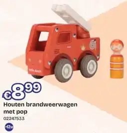 ToyChamp Houten brandweerwagen met pop aanbieding
