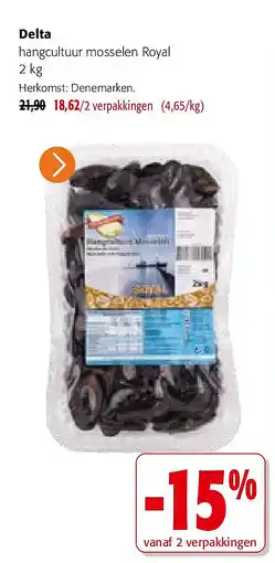 Colruyt Delta hangcultuur mosselen Royal 2 kg aanbieding