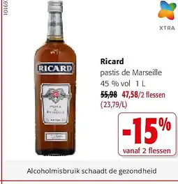 Colruyt Ricard pastis de Marseille 45 % vol 1 L aanbieding