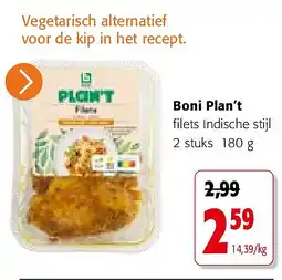 Colruyt Boni Plan’t filets Indische stijl 2 stuks 180 g aanbieding