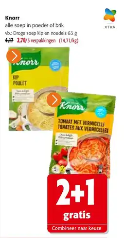 Colruyt Knorr Droge soep kip en noedels 63 g aanbieding