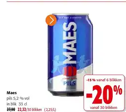 Colruyt Maes pils 5,2 % vol in blik 33 cl aanbieding