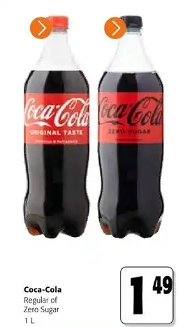 Colruyt Coca-Cola Regular of Zero Sugar 1 L aanbieding