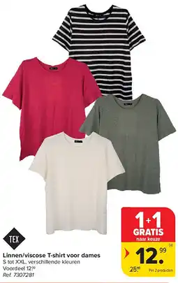 Carrefour Linnen/viscose T-shirt voor dames aanbieding