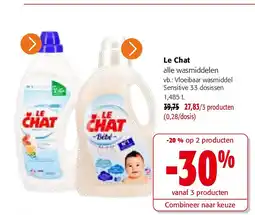 Colruyt Le Chat Vloeibaar wasmiddel Sensitive 33 dosissen 1,485 L aanbieding