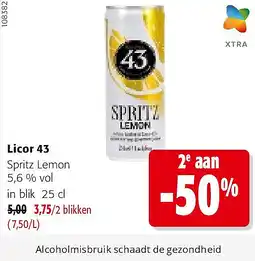 Colruyt Licor 43 Spritz Lemon 5,6 % vol in blik 25 cl aanbieding