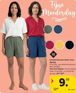 Carrefour Linnen/viscose short voor dames aanbieding