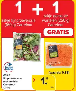 Carrefour Zakje fi jnproeverssla met veldsla Carrefour aanbieding