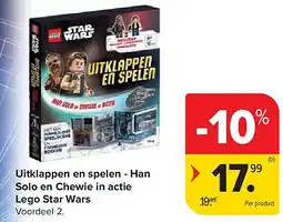 Carrefour Uitklappen en spelen - Han Solo en Chewie in actie Lego Star Wars aanbieding
