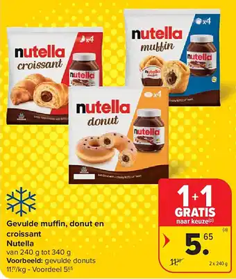 Gevulde muffin, donut en croissant Nutella