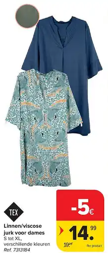 Carrefour Linnen/viscose jurk voor dames aanbieding