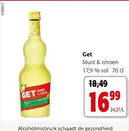 Colruyt Get Munt & citroen 17,9 % vol 70 cl aanbieding