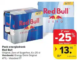 Carrefour Pack energiedrank Red Bull aanbieding