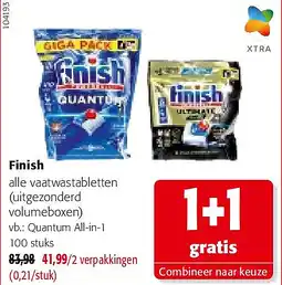 Colruyt Finish Quantum All-in-1 100 stuks aanbieding