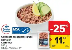 Carrefour Gekookte en gepelde grijze garnalen Carrefour aanbieding