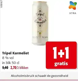 Colruyt Tripel Karmeliet 8 % vol in blik 50 cl aanbieding