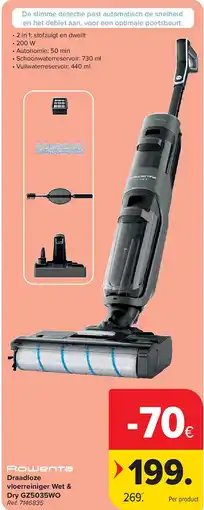 Carrefour Draadloze vloerreiniger Wet & Dry GZ5035WO aanbieding