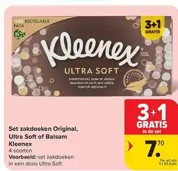 Carrefour Set zakdoeken Original, Ultra Soft of Balsam Kleenex aanbieding