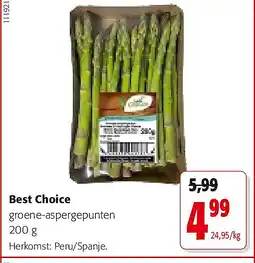 Colruyt Best Choice groene-aspergepunten 200 g aanbieding
