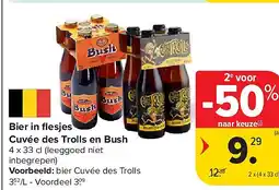 Carrefour Bier in fl esjes Cuvée des Trolls en Bush aanbieding