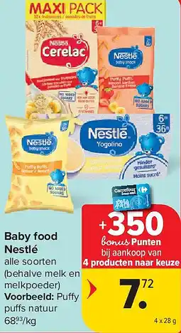 Carrefour Baby food Nestlé aanbieding