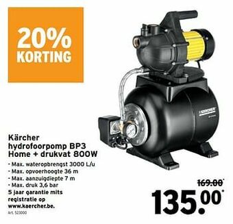 GAMMA Kärcher hydrofoorpomp bp3 home + drukvat 800w aanbieding