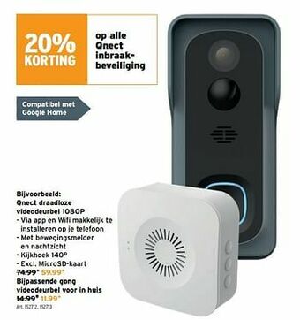 GAMMA Qnect draadloze videodeurbel 1080p aanbieding