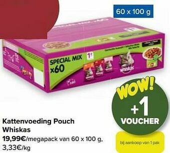 Carrefour Kattenvoeding pouch whiskas aanbieding