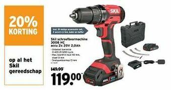 GAMMA Skil schroefboormachine 3008 hc accu 2x 20v 2,0ah aanbieding