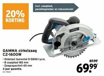 GAMMA Gamma cirkelzaag cz-1600w aanbieding