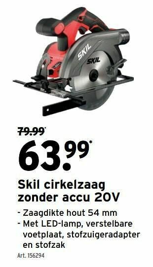 GAMMA Skil cirkelzaag zonder accu 20v aanbieding