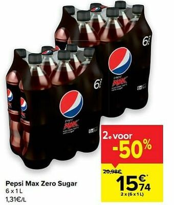 Carrefour Pepsi max zero sugar aanbieding