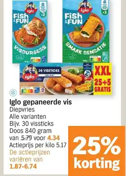 Albert Heijn Iglo gepaneerde vis diepvries aanbieding