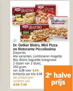 Albert Heijn Dr. oetker bistro mini pizza en ristorante piccolissima aanbieding