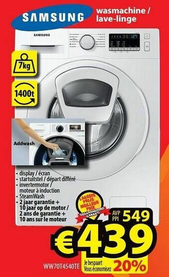 ElectroStock Samsung wasmachine - lave-linge ww70t4540te aanbieding