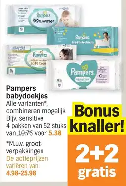 Albert Heijn Pampers babydoekjes alle varianten aanbieding